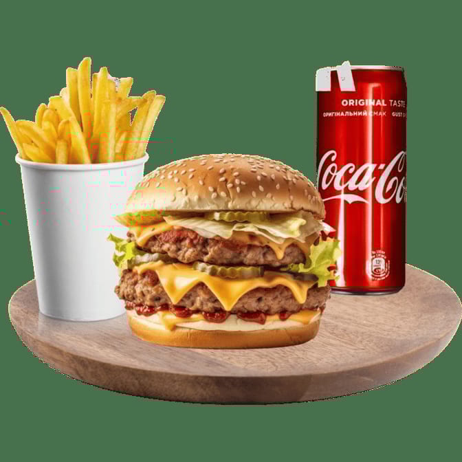 Double Cheeseburger W/Fries and Drink.