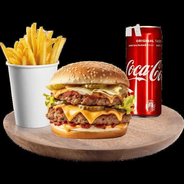 Double Cheeseburger W/Fries and Drink.