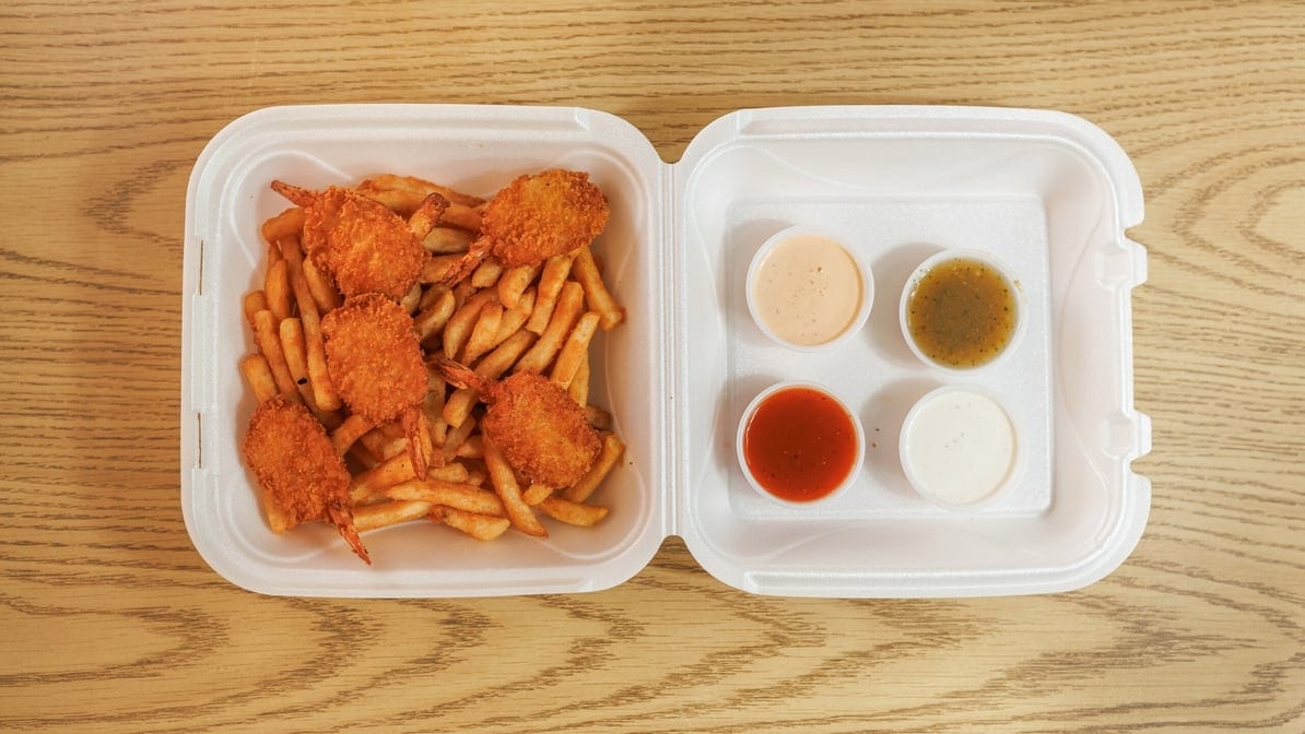 Fried Shrimp W/large French Fries.